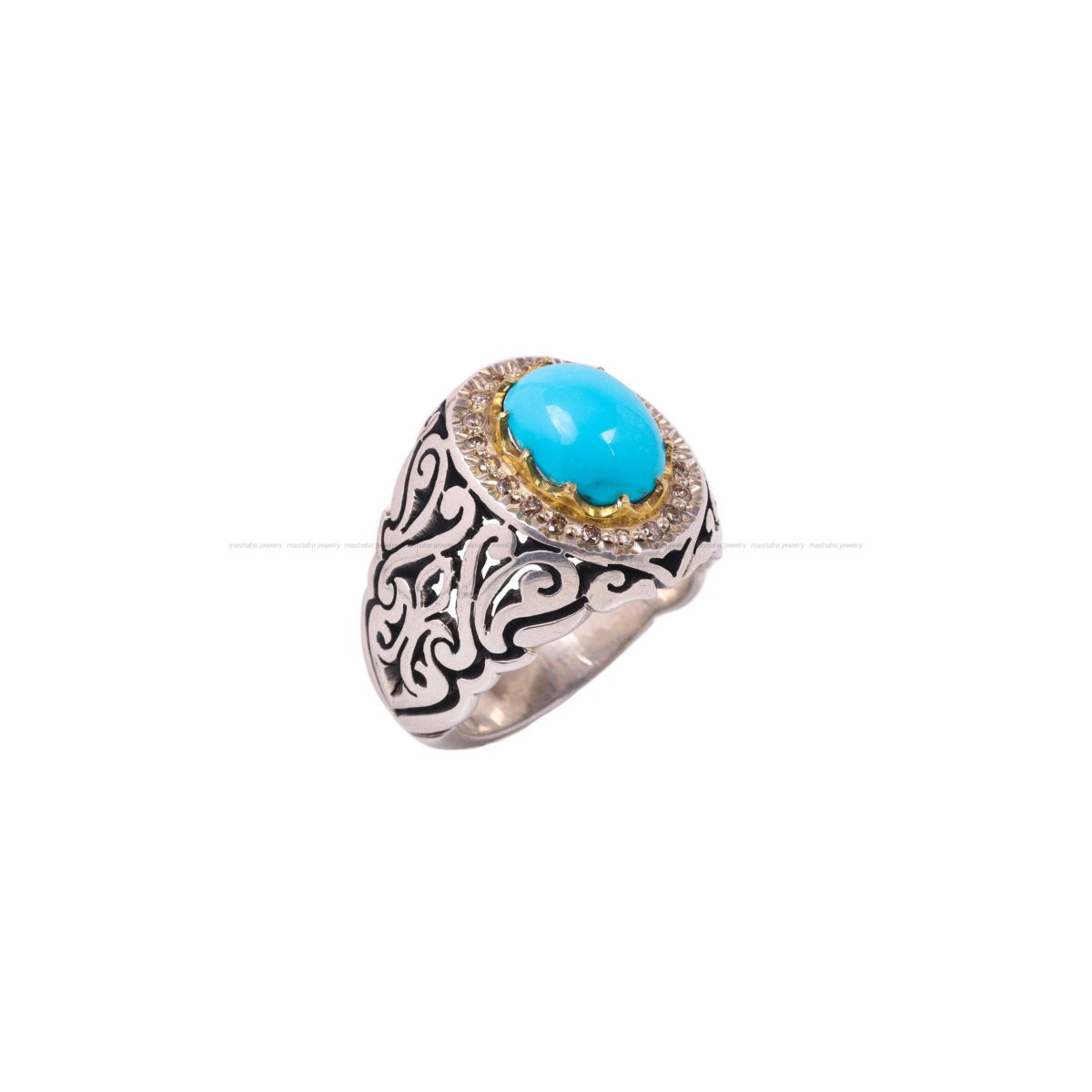 انگشتر فيروزه عجمی مردانه کد 6762
