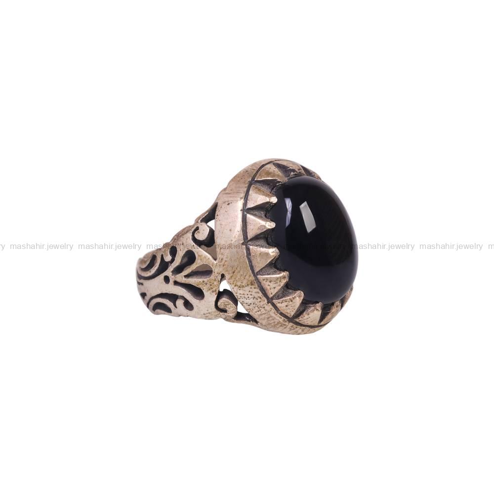انگشتر عقیق مشکی مردانه کد 6290
