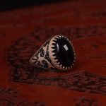 انگشتر عقیق مشکی مردانه کد 6270