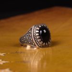 انگشتر عقیق مشکی مردانه کد 6271