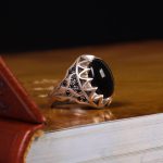 انگشتر عقیق مشکی مردانه کد 6274