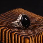 انگشتر عقیق مشکی مردانه کد 6280