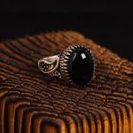 انگشتر عقیق مشکی مردانه کد 6283