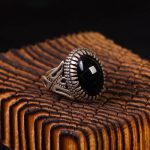 انگشتر عقیق مشکی مردانه کد 6285