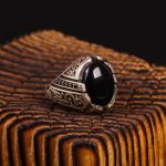 انگشتر عقیق مشکی مردانه کد 6288