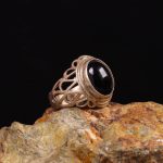 انگشتر عقیق مشکی مردانه کد 6289