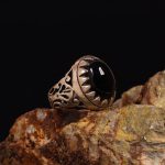 انگشتر عقیق مشکی مردانه کد 6290