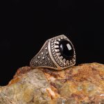 انگشتر عقیق مشکی مردانه کد 6291