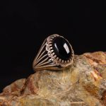 انگشتر عقیق مشکی مردانه کد 6292