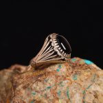 انگشتر عقیق مشکی مردانه کد 6294