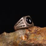 انگشتر عقیق مشکی مردانه کد 6296