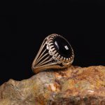 انگشتر عقیق مشکی مردانه کد 6298