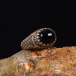 انگشتر عقیق مشکی مردانه کد 6299