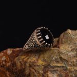 انگشتر عقیق مشکی مردانه کد 6300