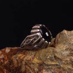 انگشتر عقیق مشکی مردانه کد 6301