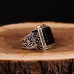 انگشتر عقیق مشکی مردانه کد 6304
