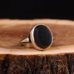 انگشتر عقیق مشکی مردانه کد 6307