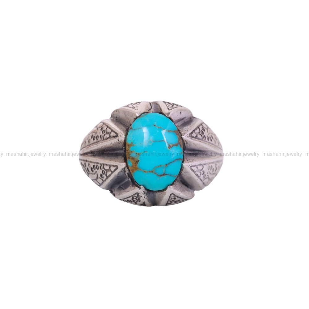 انگشتر فیروزه شجری مردانه کد 6319