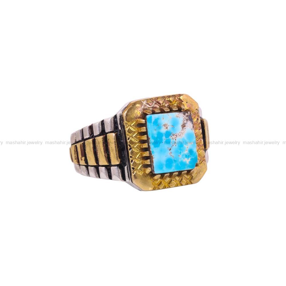 انگشتر فیروزه شجری مردانه کد 6329