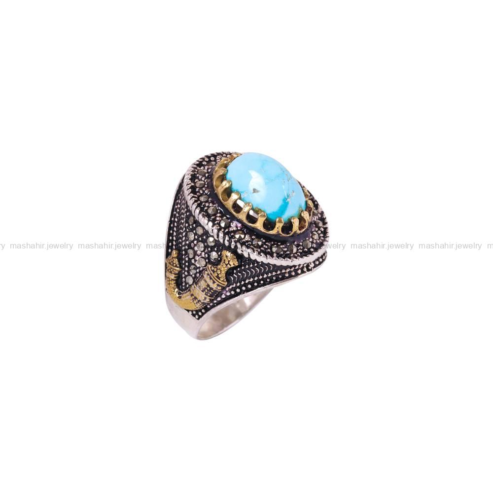 انگشتر فیروزه شجری مردانه کد 6334