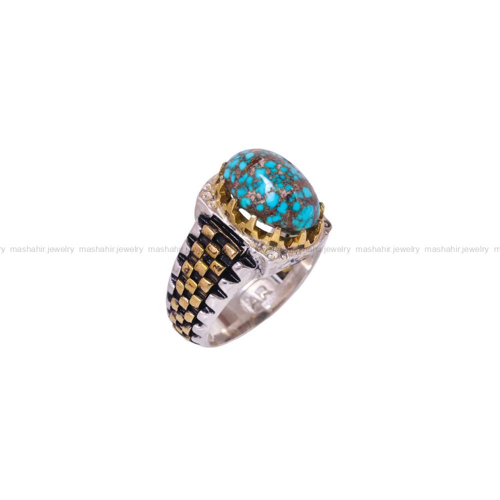 انگشتر فیروزه شجری مردانه کد 6335