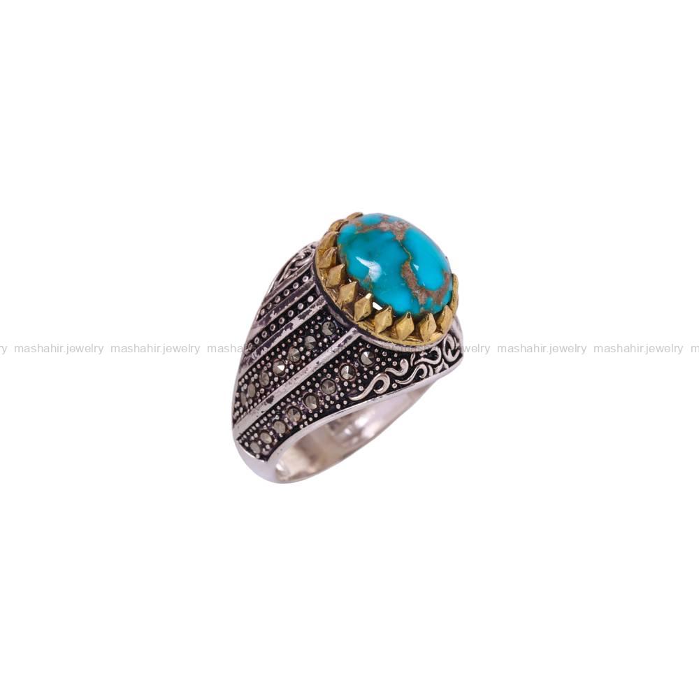 انگشتر فیروزه شجری مردانه کد 6339