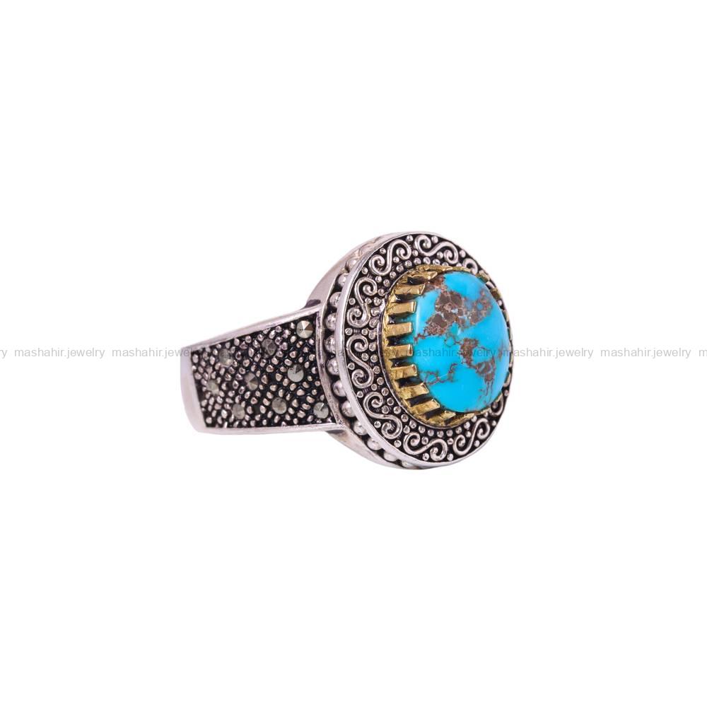 انگشتر فیروزه شجری مردانه کد 6359