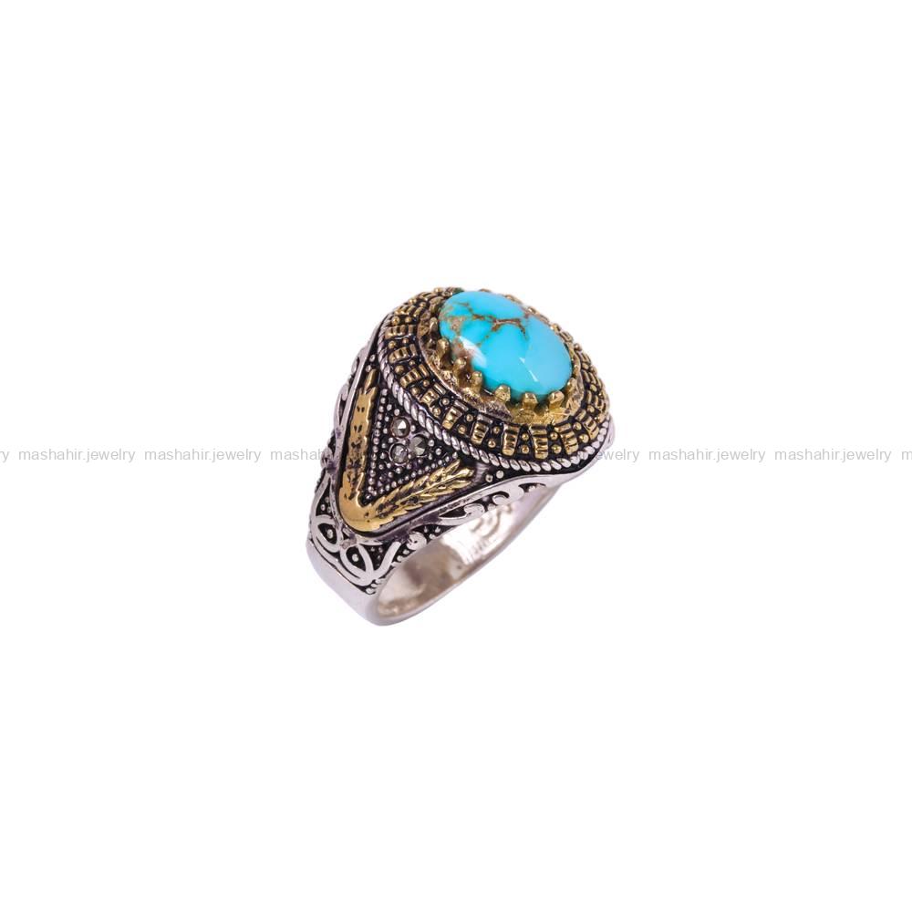 انگشتر فیروزه شجری مردانه کد 6366