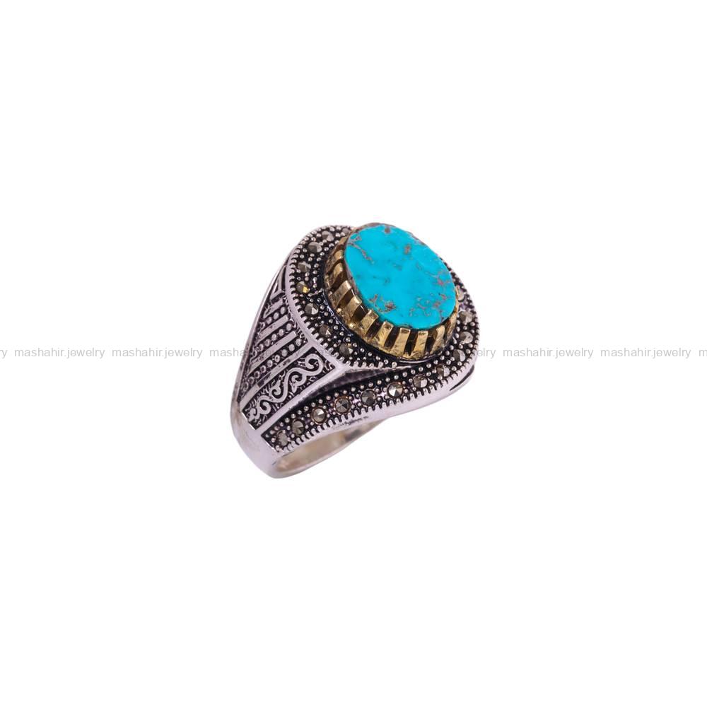انگشتر فیروزه شجری مردانه کد 6372