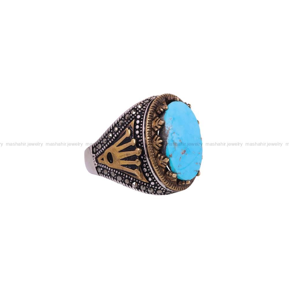 انگشتر فیروزه شجری مردانه کد 6373
