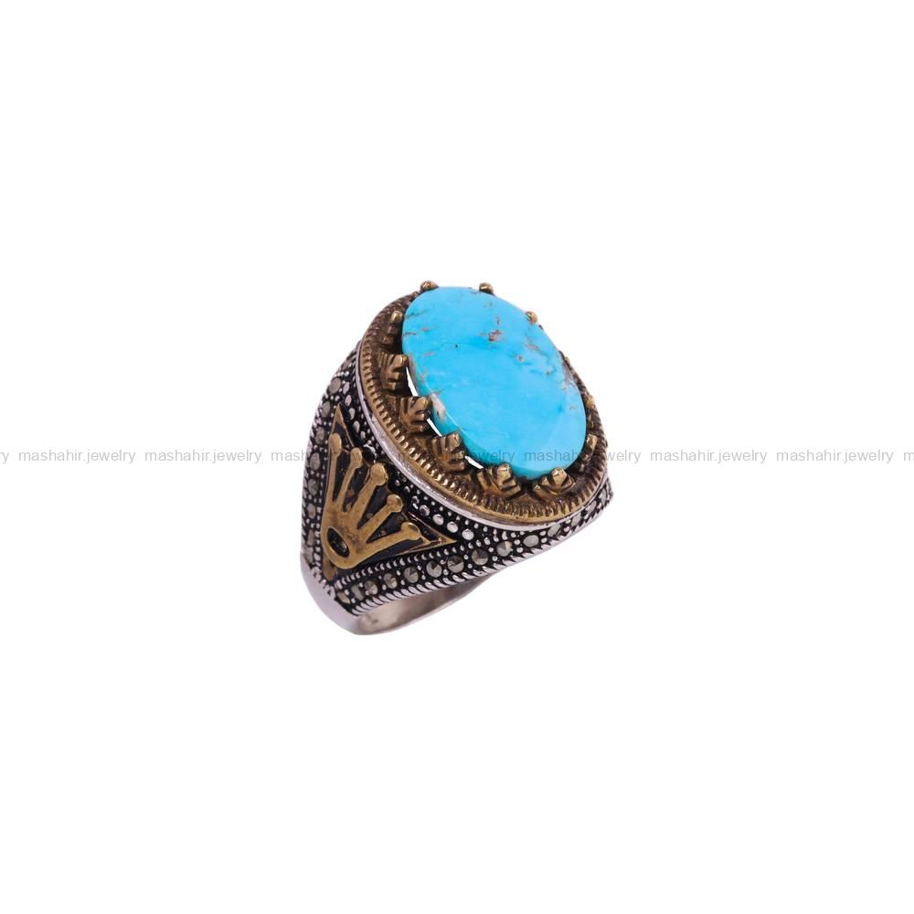 انگشتر فیروزه شجری مردانه کد 6373