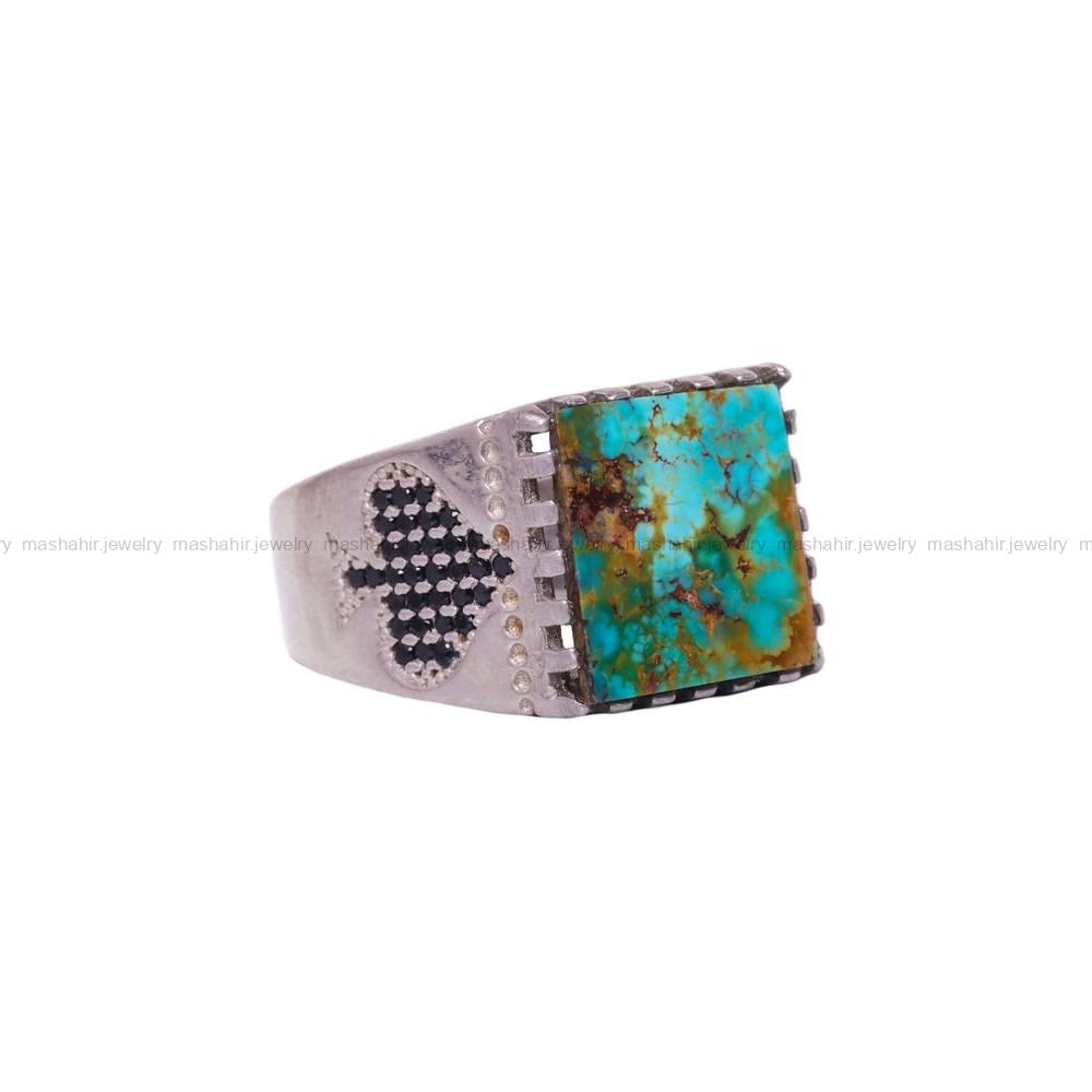 انگشتر فیروزه شجری مردانه کد 6376