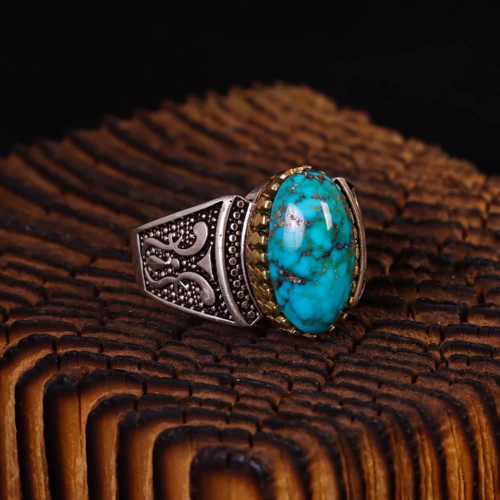 انگشتر فیروزه شجری مردانه کد 6342