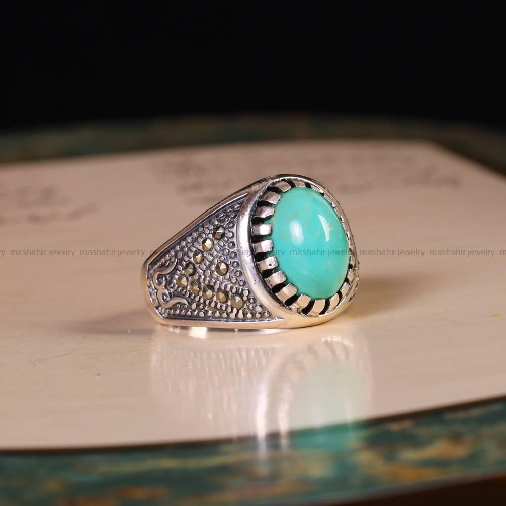 انگشتر فیروزه شجری مردانه کد 6363