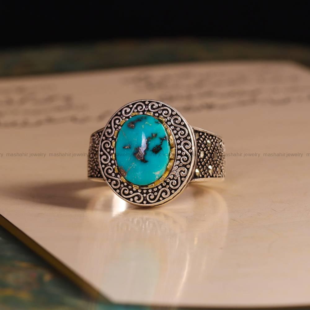 انگشتر فیروزه شجری مردانه کد 6365