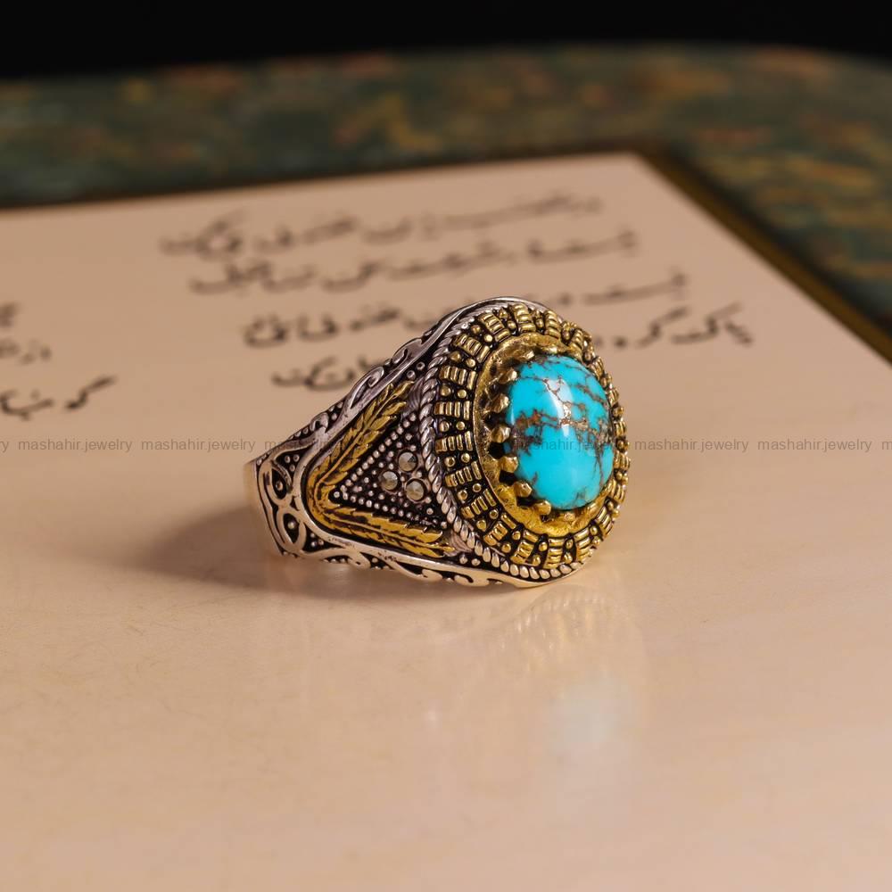 انگشتر فیروزه شجری مردانه کد 6370