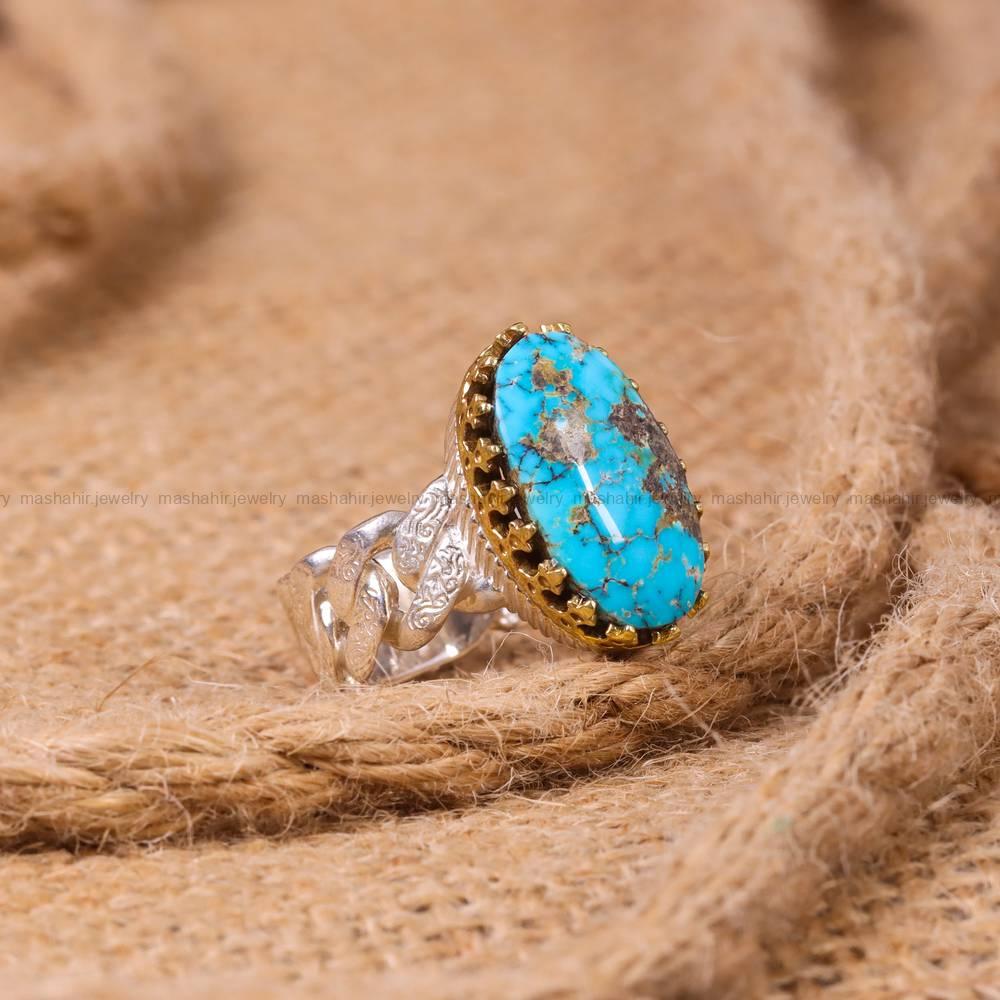 انگشتر فیروزه شجری مردانه کد 6374