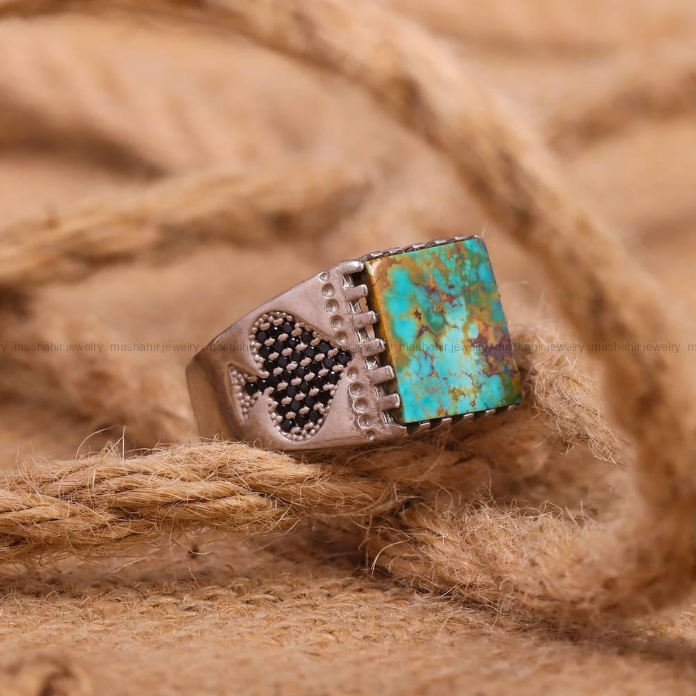 انگشتر فیروزه شجری مردانه کد 6376