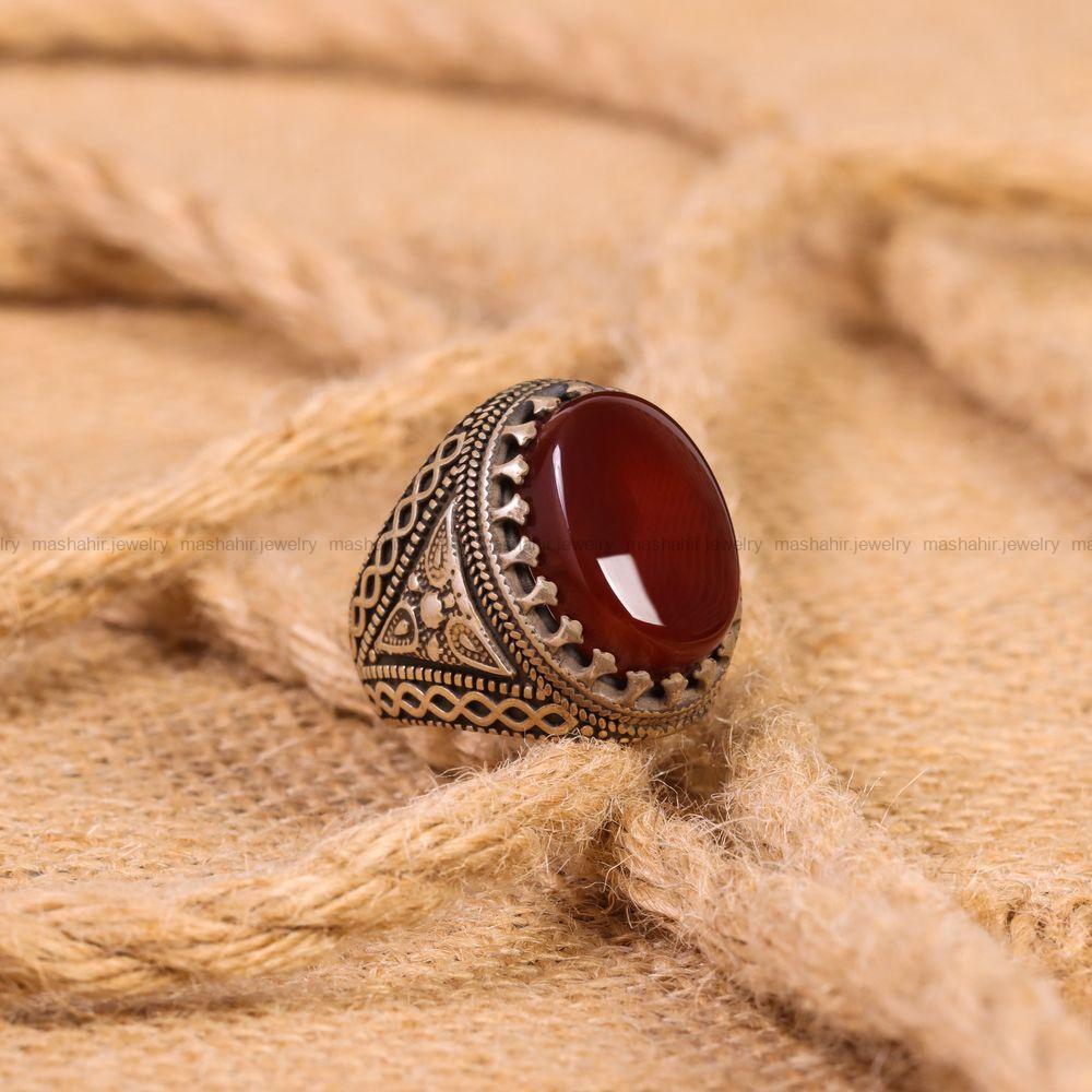 انگشتر عقیق مردانه کد 6697
