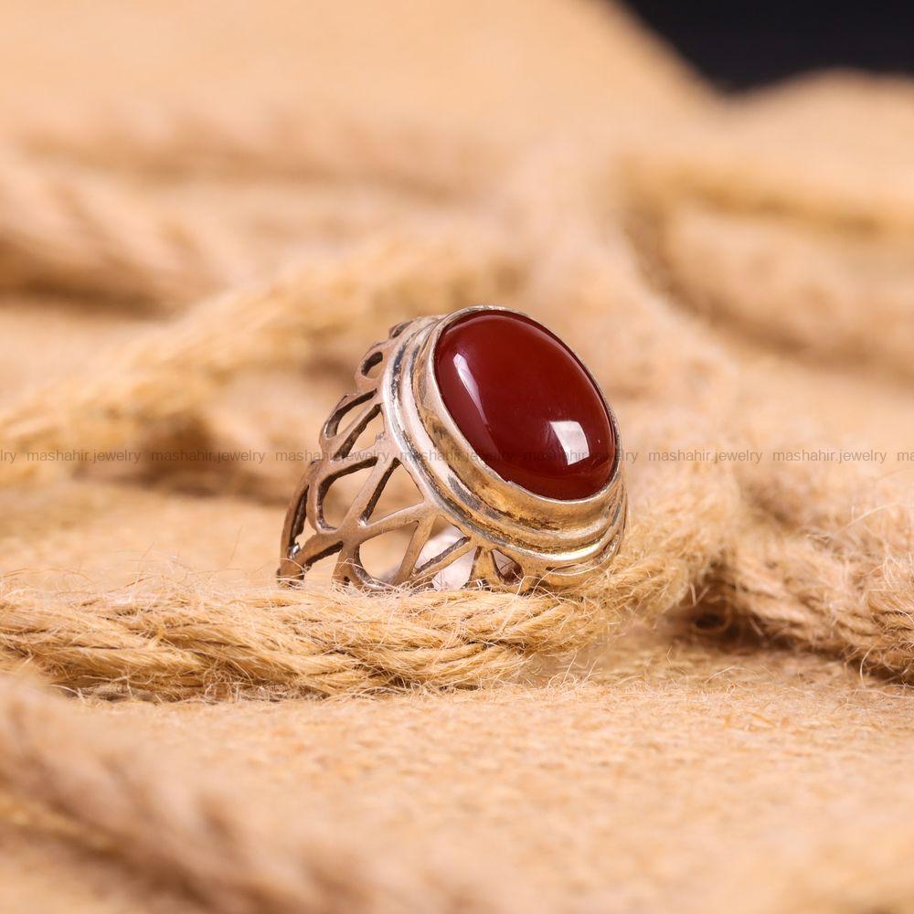 انگشتر عقیق مردانه کد 6698