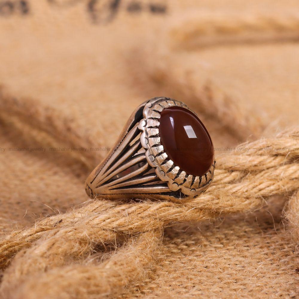 انگشتر عقیق مردانه کد 6703