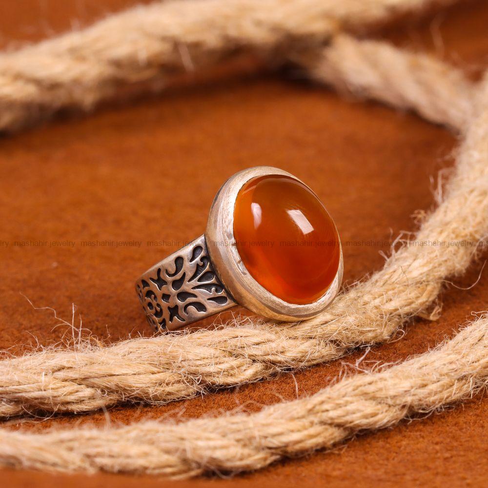 انگشتر عقیق مردانه کد 6704