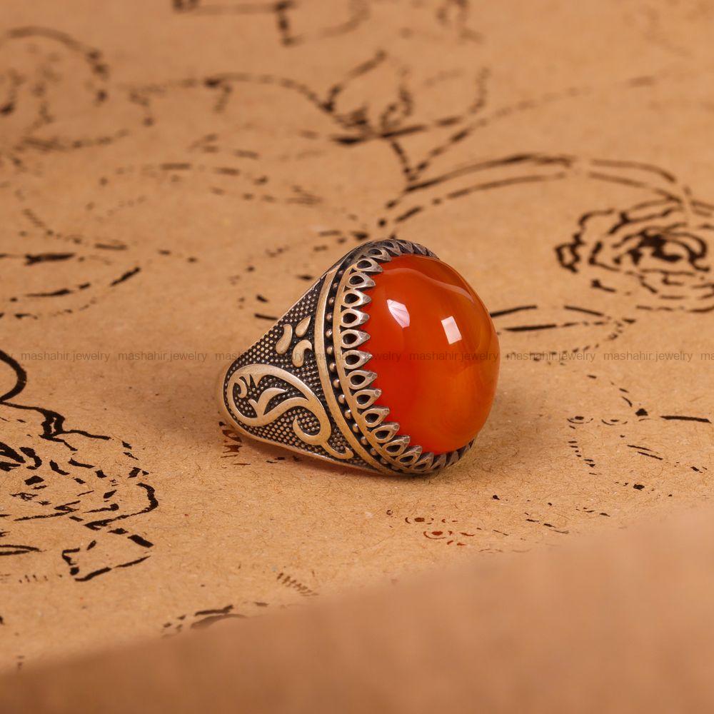 انگشتر عقیق مردانه کد 6712