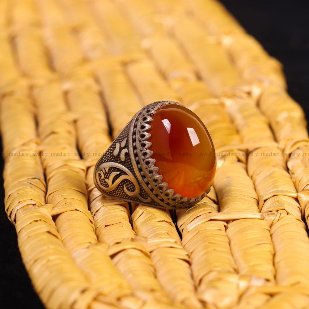 انگشتر عقیق مردانه کد 6724