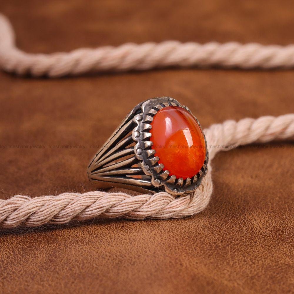 انگشتر عقیق مردانه کد 6728