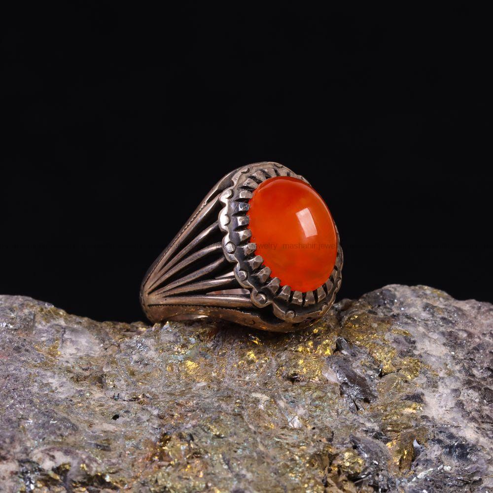 انگشتر عقیق مردانه کد 6757