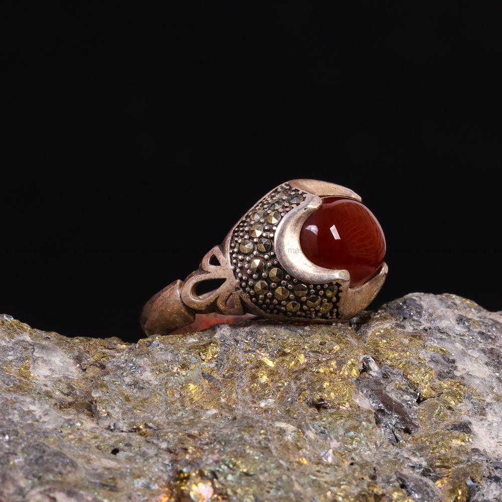 انگشتر عقیق مردانه کد 6760