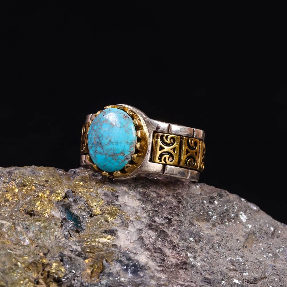 انگشتر فیروزه شجری مردانه کد 6470