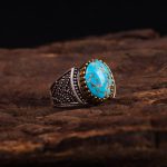 انگشتر فیروزه شجری مردانه کد 6484