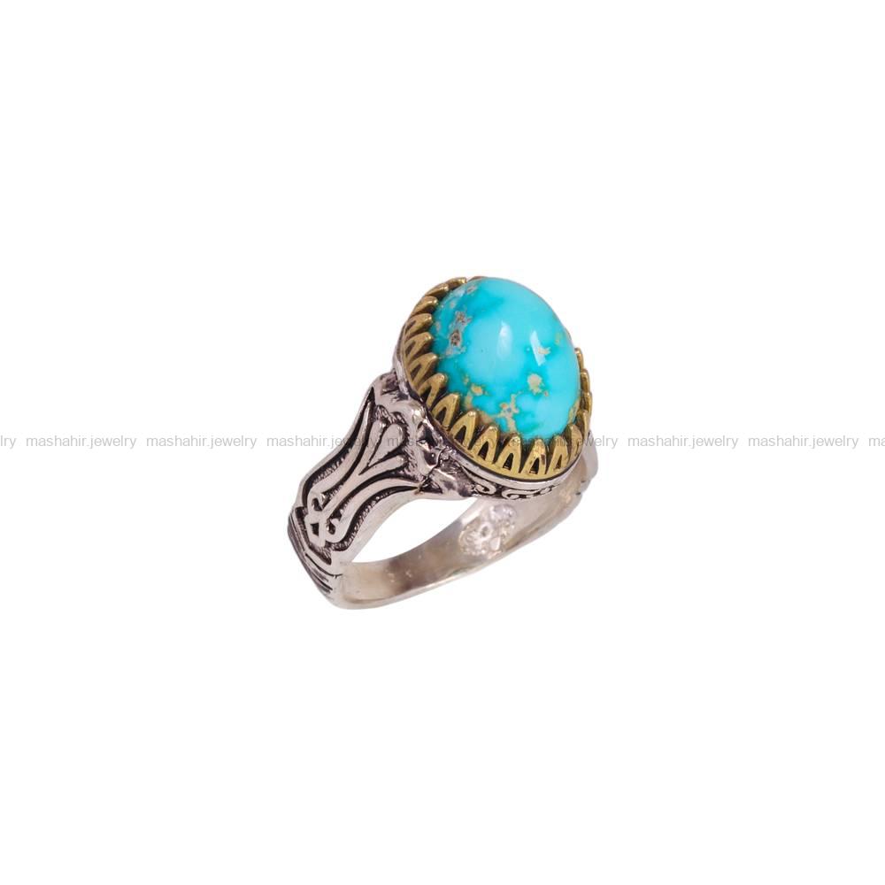 انگشتر فیروزه شجری مردانه کد 6468